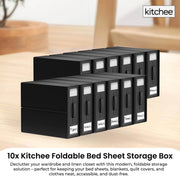 10x Kitchee Foldable Bed Sheet Storage Box - Linen and Closet Organiser Black V238-SUPDZ-41188868915280