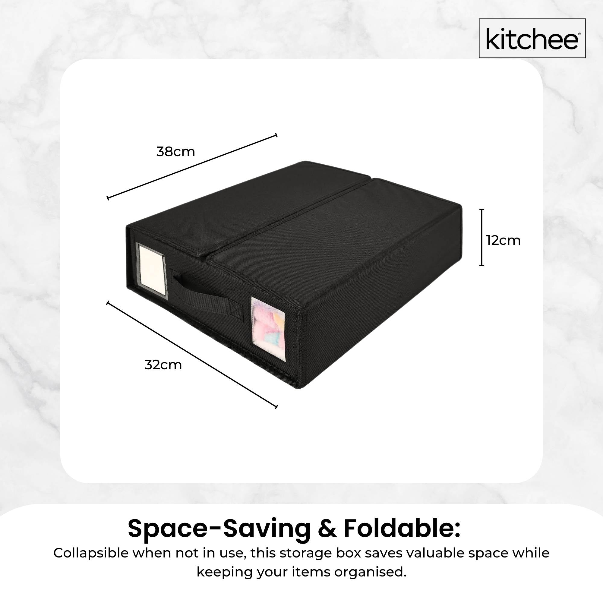 10x Kitchee Foldable Bed Sheet Storage Box - Linen and Closet Organiser Black V238-SUPDZ-41188868915280