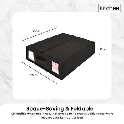 10x Kitchee Foldable Bed Sheet Storage Box - Linen and Closet Organiser Black V238-SUPDZ-41188868915280