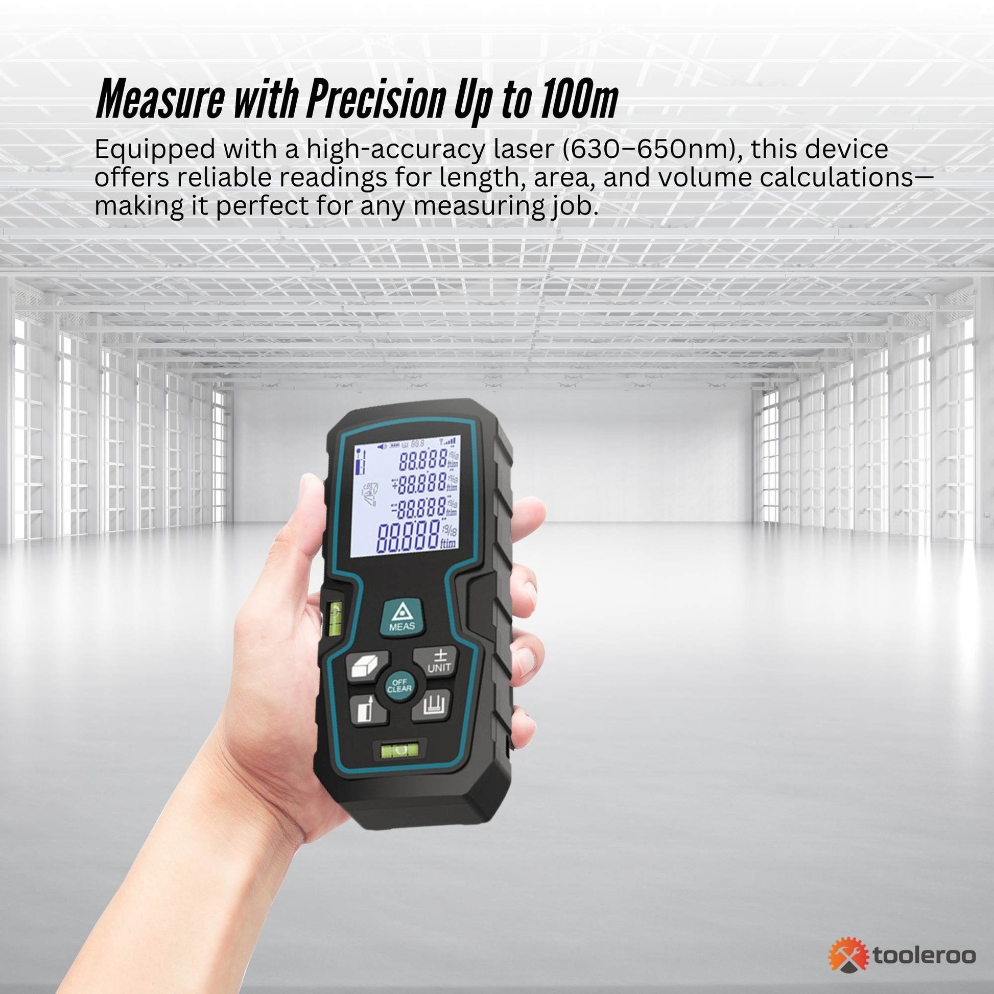 Tooleroo 100m Digital Laser Distance Measurer - LCD Area Volume Meter Tool V238-SUPDZ-41190050103376