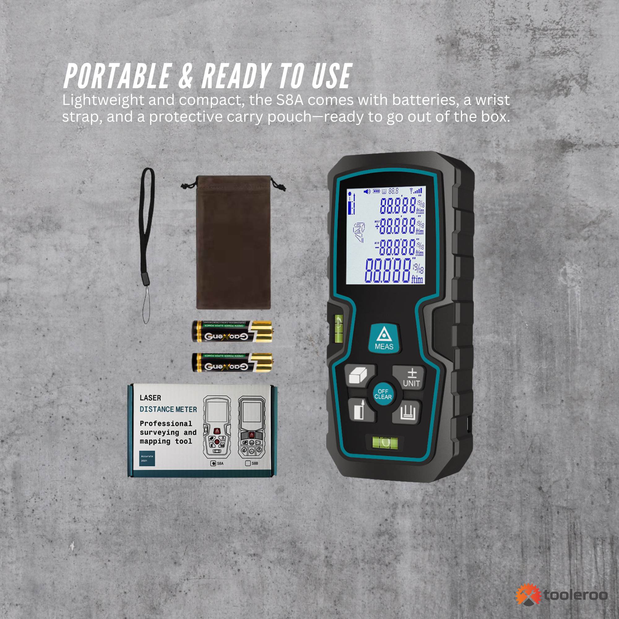 Tooleroo 100m Digital Laser Distance Measurer - LCD Area Volume Meter Tool V238-SUPDZ-41190050103376