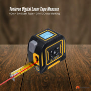 Tooleroo 40m Digital Laser Tape Measure + 5m Steel Tape - 3-in-1 Cross Marking V238-SUPDZ-41191829241936
