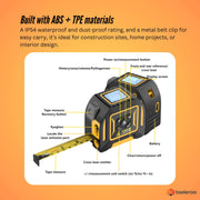 Tooleroo 40m Digital Laser Tape Measure + 5m Steel Tape - 3-in-1 Cross Marking V238-SUPDZ-41191829241936
