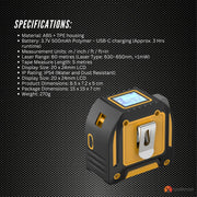 Tooleroo 60m Digital Laser Tape Measure + 5m Steel Tape - 3-in-1 Cross Marking V238-SUPDZ-41191861452880