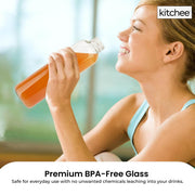 Kitchee 500ml Glass Water Bottle with Stainless Steel Lid - Set of 6 Drink Bottles V238-SUPDZ-41199246966864