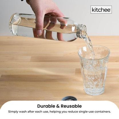 Kitchee 500ml Glass Water Bottle with Stainless Steel Lid - Set of 6 Drink Bottles V238-SUPDZ-41199246966864