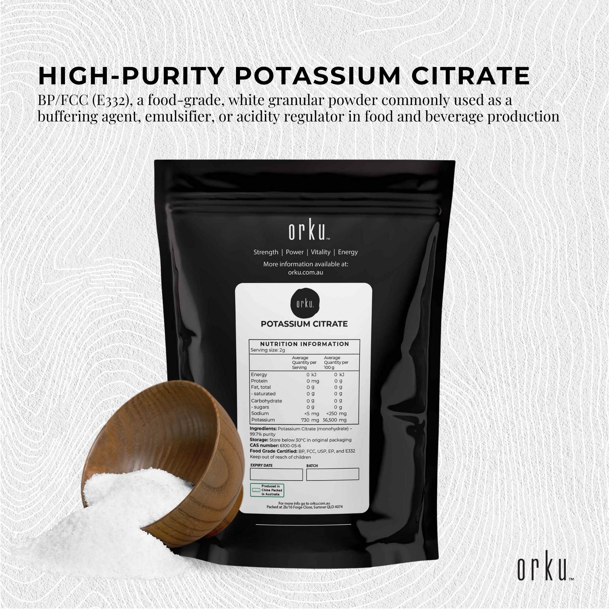 Orku 400g Potassium Citrate Food Grade - Granular BP USP FCC E332 Additive V238-SUPDZ-41199924609104