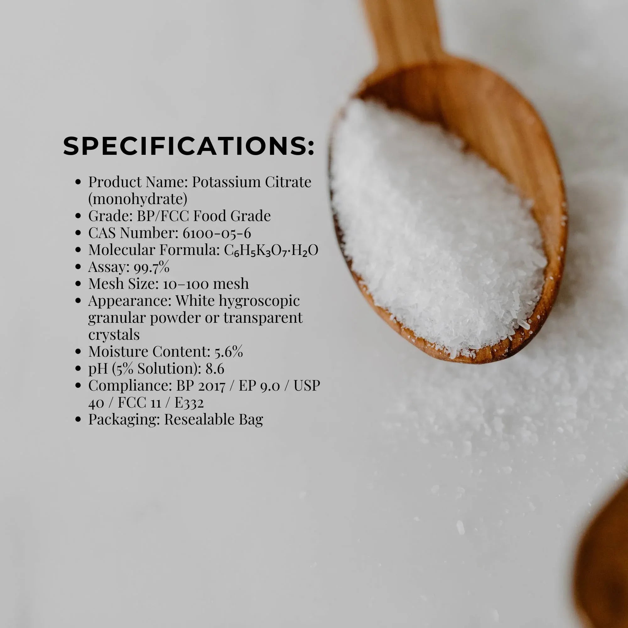 Orku 5Kg Potassium Citrate Food Grade Tub - Granular BP USP FCC E332 Additive V238-SUPDZ-41200652681296