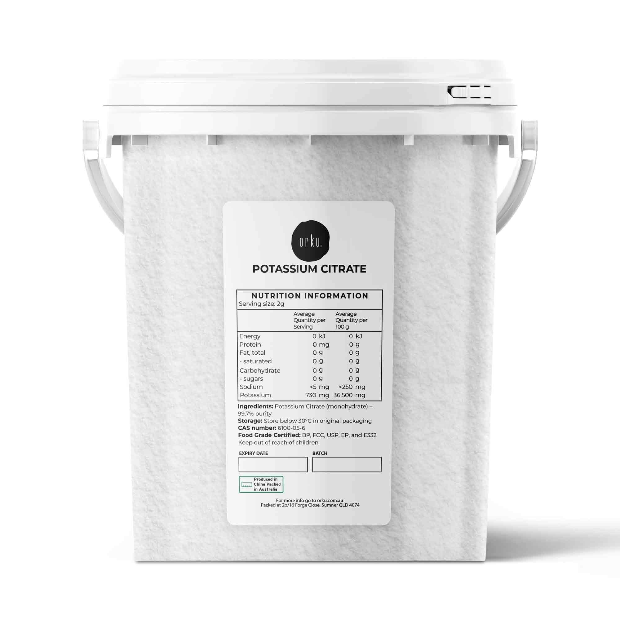 Orku 1.3Kg Potassium Citrate Food Grade Tub - Granular BP USP FCC E332 Additive V238-SUPDZ-41200654909520