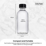 Kitchee 12x 60ml Small Glass Bottles + Lids Funnels Brush Labels Pen V238-SUPDZ-41201377476688