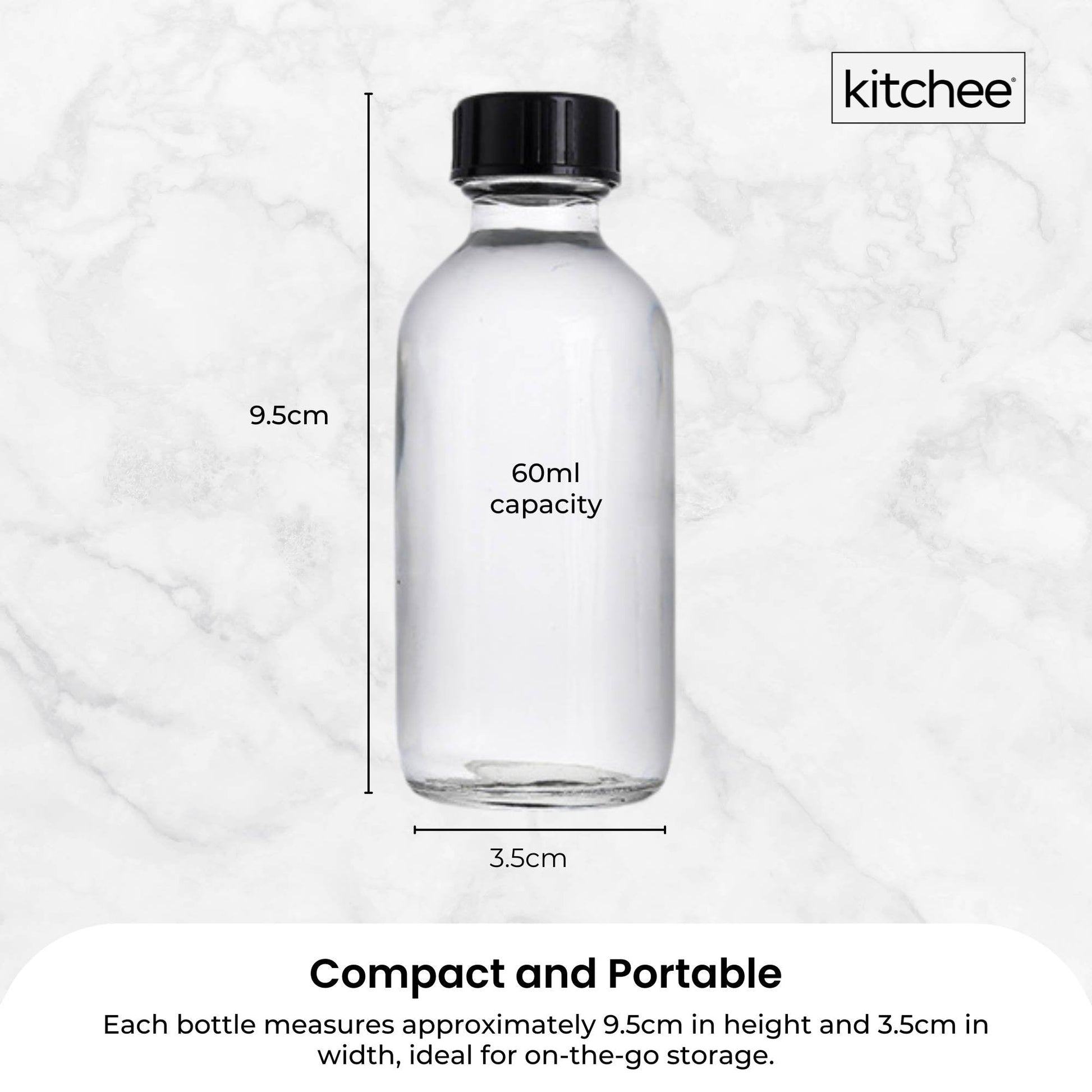 Kitchee 12x 60ml Small Glass Bottles + Lids Funnels Brush Labels Pen V238-SUPDZ-41201377476688
