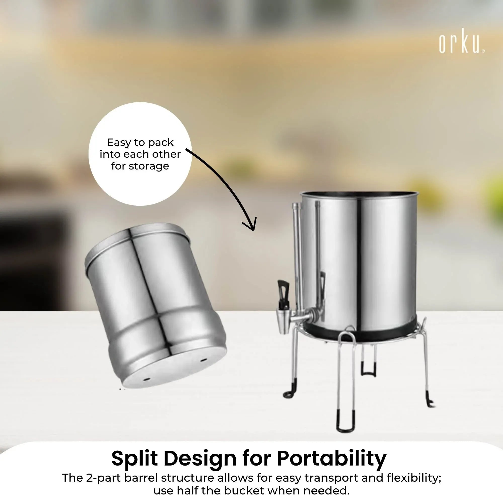Orku 23L Gravity Benchtop Water Filter System with Gauge - Stainless Steel V238-SUPDZ-41201421582416