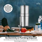 Orku 23L Gravity Benchtop Water Filter System with Gauge - Stainless Steel V238-SUPDZ-41201421582416