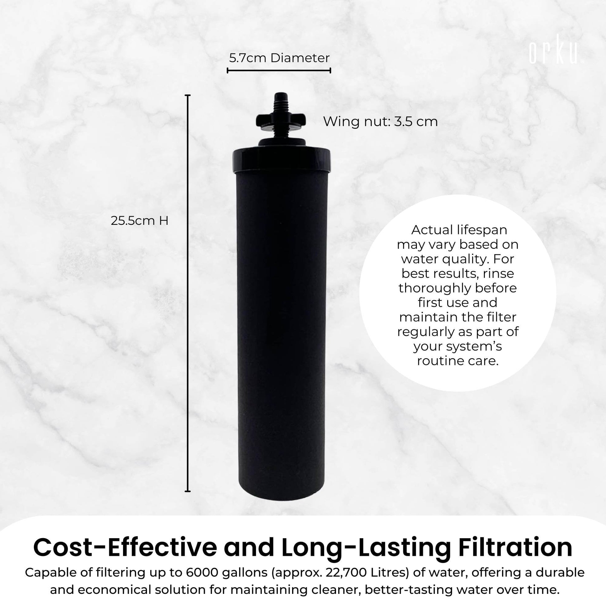 Orku Carbon Block Filter Cartridge - Replacement for Berkey BB9-2 Gravity Filter V238-SUPDZ-41204499382352