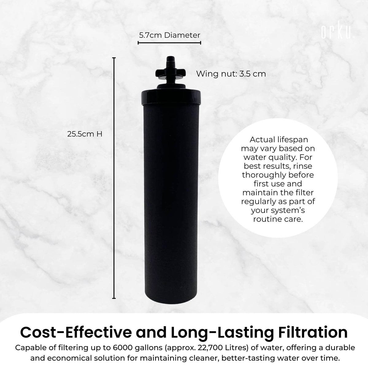 Orku Carbon Block Filter Cartridge - Replacement for Berkey BB9-2 Gravity Filter V238-SUPDZ-41204499382352