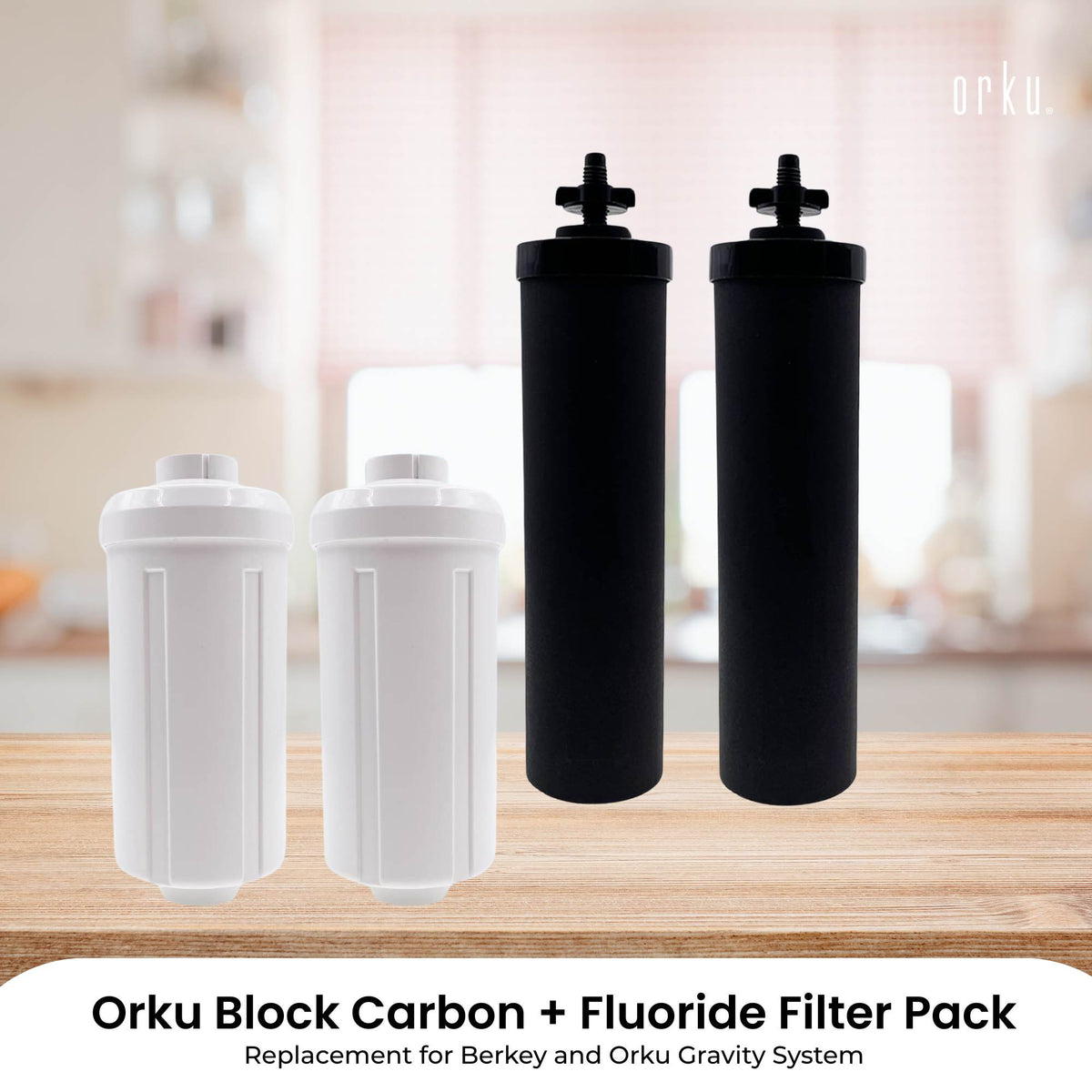 Orku Block Carbon + Fluoride Filter Pack - Replacement for Berkey Gravity System V238-SUPDZ-41205304557648