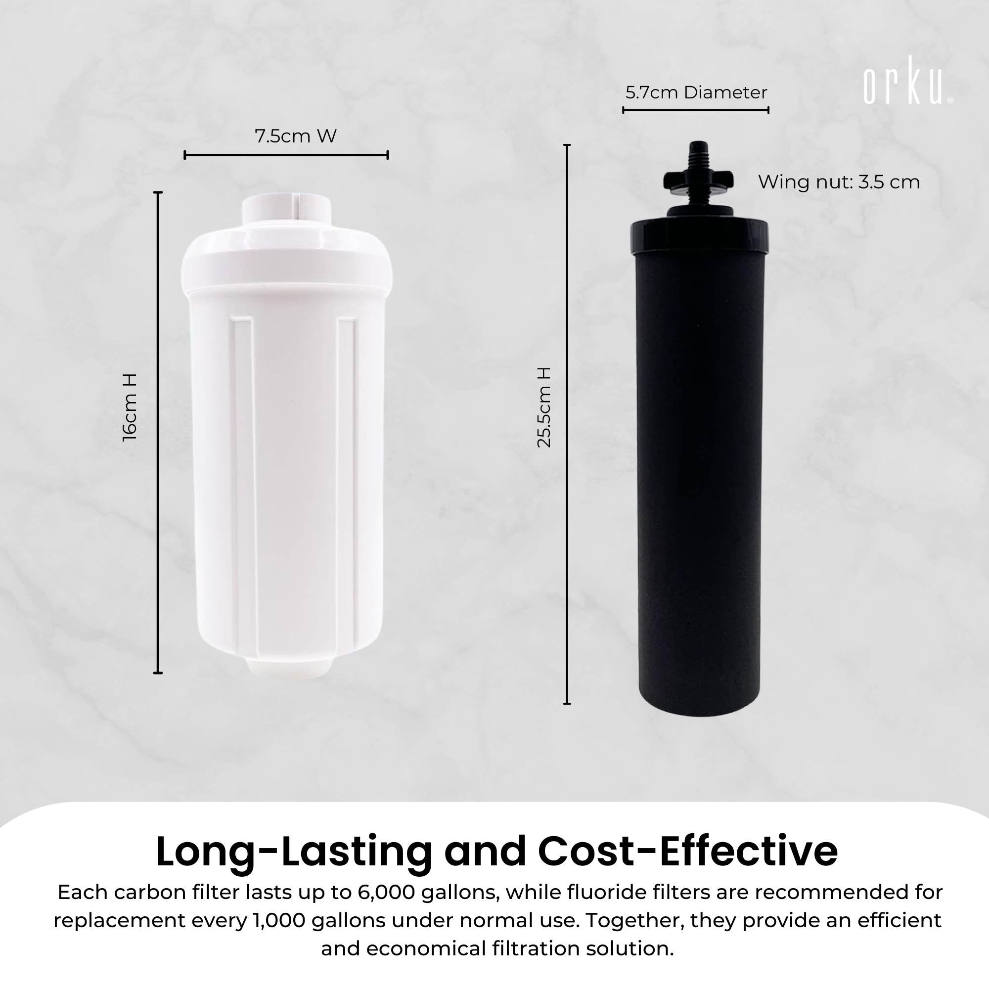 Orku Block Carbon + Fluoride Filter Pack - Replacement for Berkey Gravity System V238-SUPDZ-41205304557648