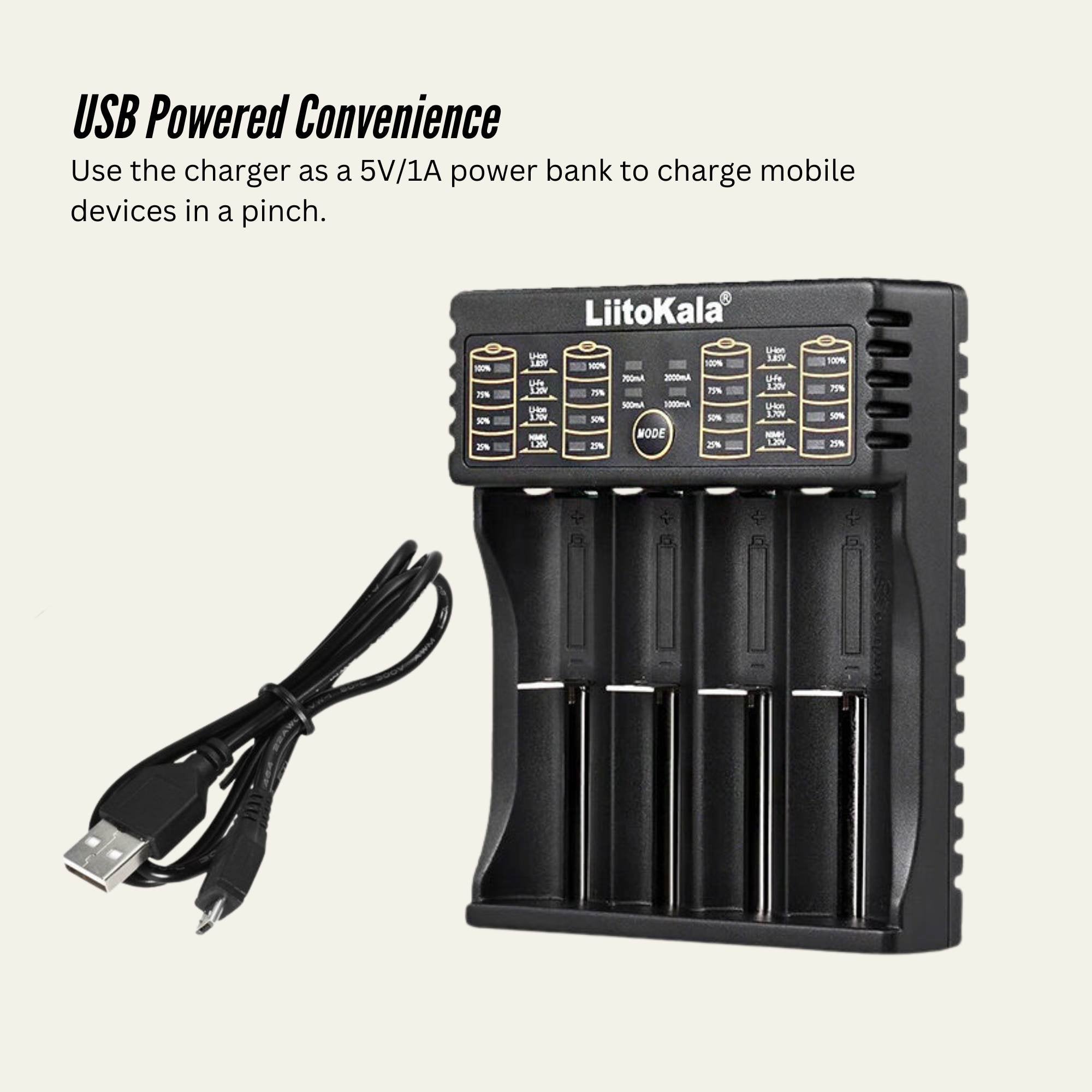 LiitoKala Lii-402 Smart Battery Charger - 4-Slot USB for 18650 AA AAA Li-ion NiMH V238-SUPDZ-41205415215184