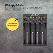 LiitoKala Lii-402 Smart Battery Charger - 4-Slot USB for 18650 AA AAA Li-ion NiMH V238-SUPDZ-41205415215184