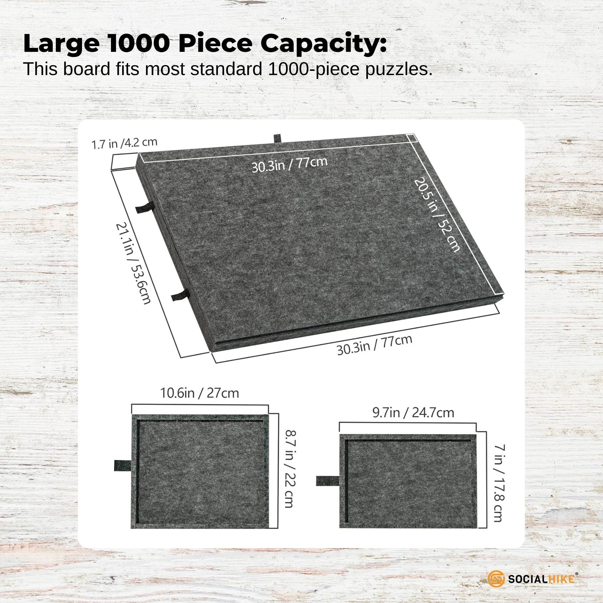 Social Hike Puzzle Board 1000 pcs - Felt Tilting Portable Cover + Drawers Grey V238-SUPDZ-41205924593744