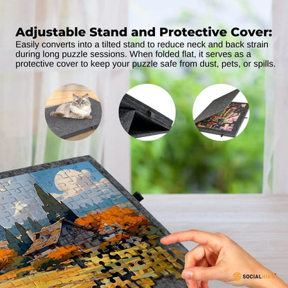 Social Hike Puzzle Board 1000 pcs - Felt Tilting Portable Cover + Drawers Grey V238-SUPDZ-41205924593744