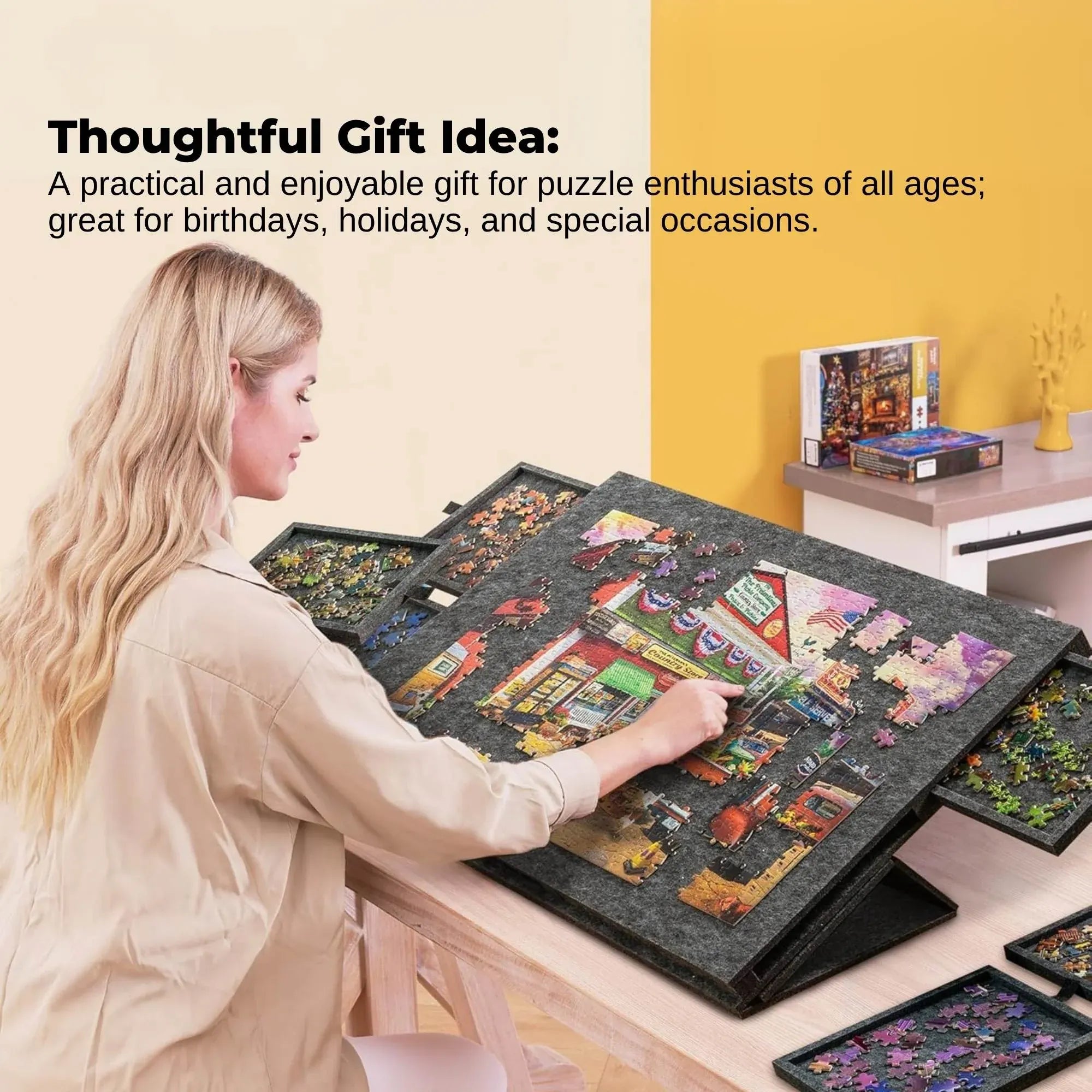 Social Hike Puzzle Board 1000 pcs - Felt Tilting Portable Cover + Drawers Grey V238-SUPDZ-41205924593744