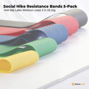 Social Hike Resistance Bands 5-Pack - Anti-Slip Latex Workout Loops 2.3-18.1kg V238-SUPDZ-41208264687696