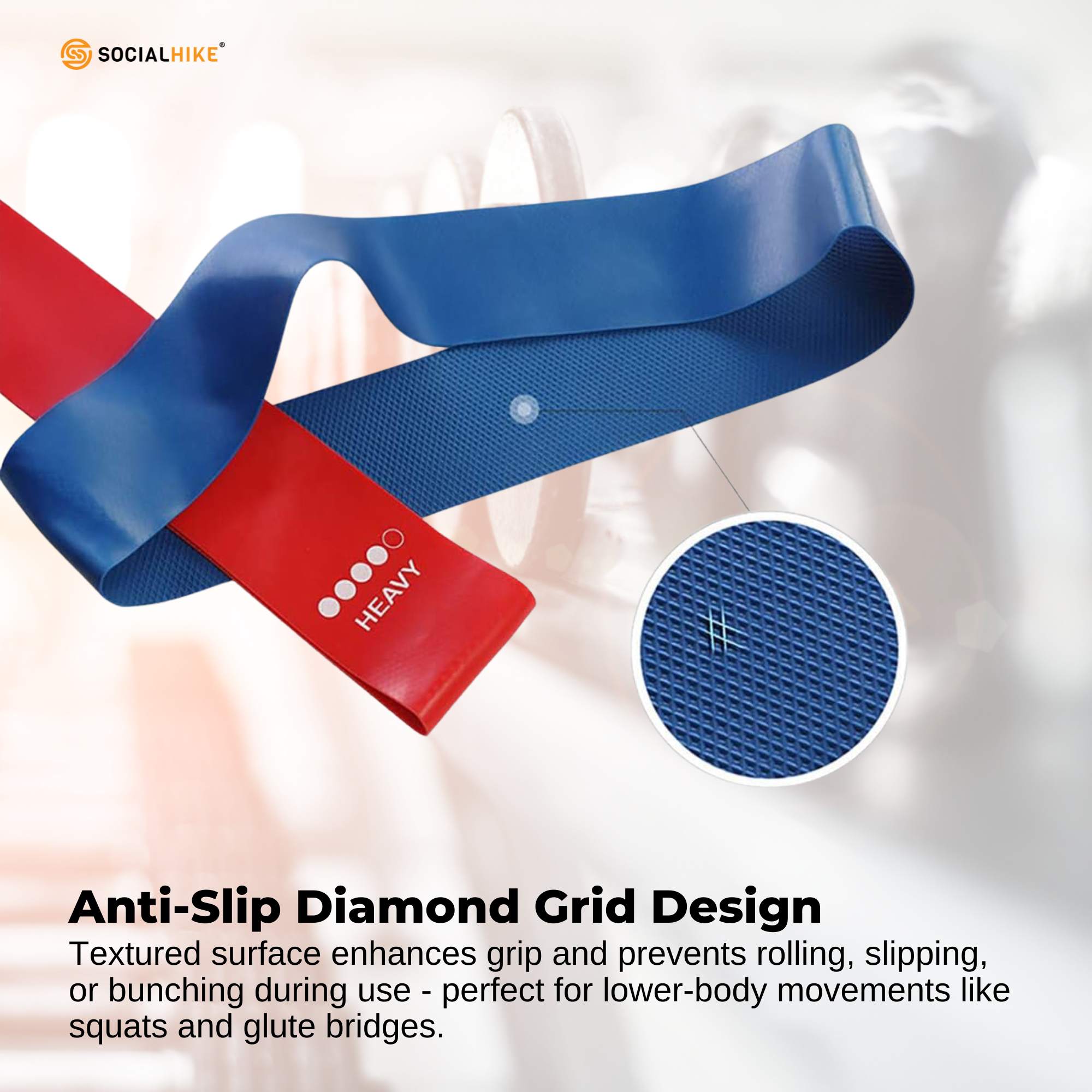 Social Hike Resistance Bands 5-Pack - Anti-Slip Latex Workout Loops 2.3-18.1kg V238-SUPDZ-41208264687696