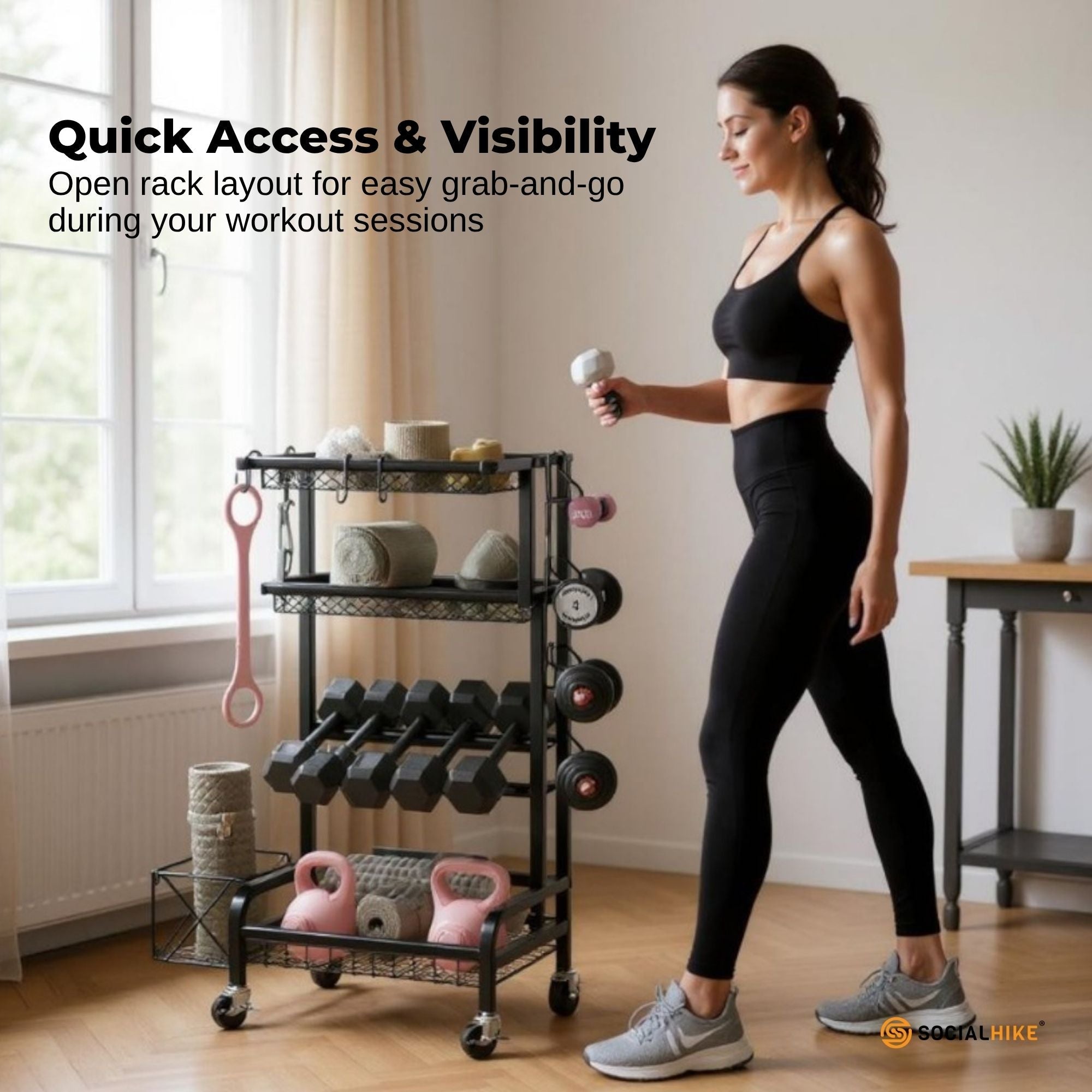 Social Hike Gym Equipment Storage Rack on Wheels - Dumbbells Weights Organiser V238-SUPDZ-41220374265936