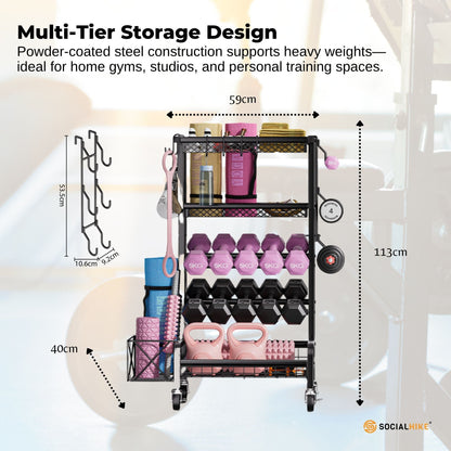 Social Hike Gym Equipment Storage Rack on Wheels - Dumbbells Weights Organiser V238-SUPDZ-41220374265936