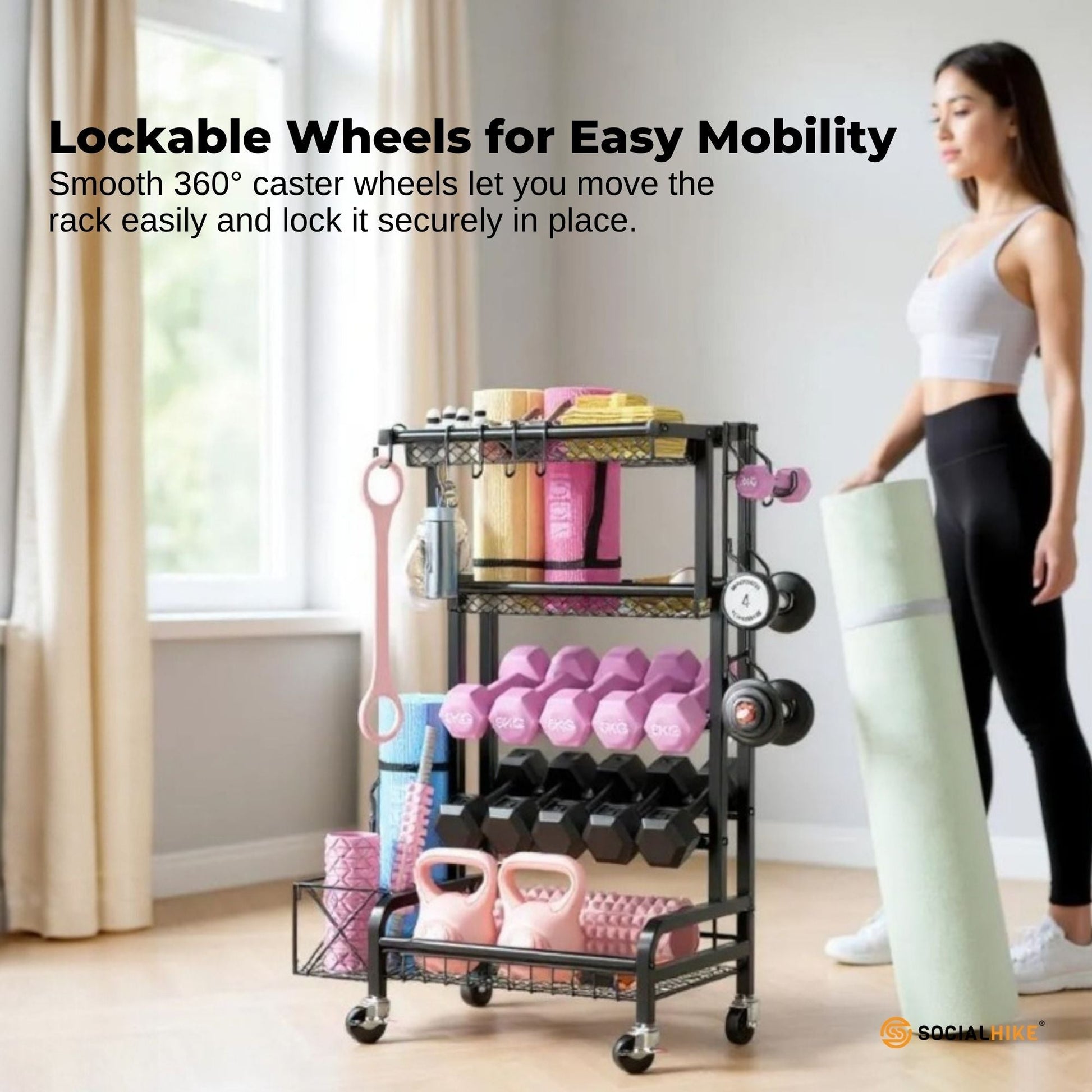 Social Hike Gym Equipment Storage Rack on Wheels - Dumbbells Weights Organiser V238-SUPDZ-41220374265936