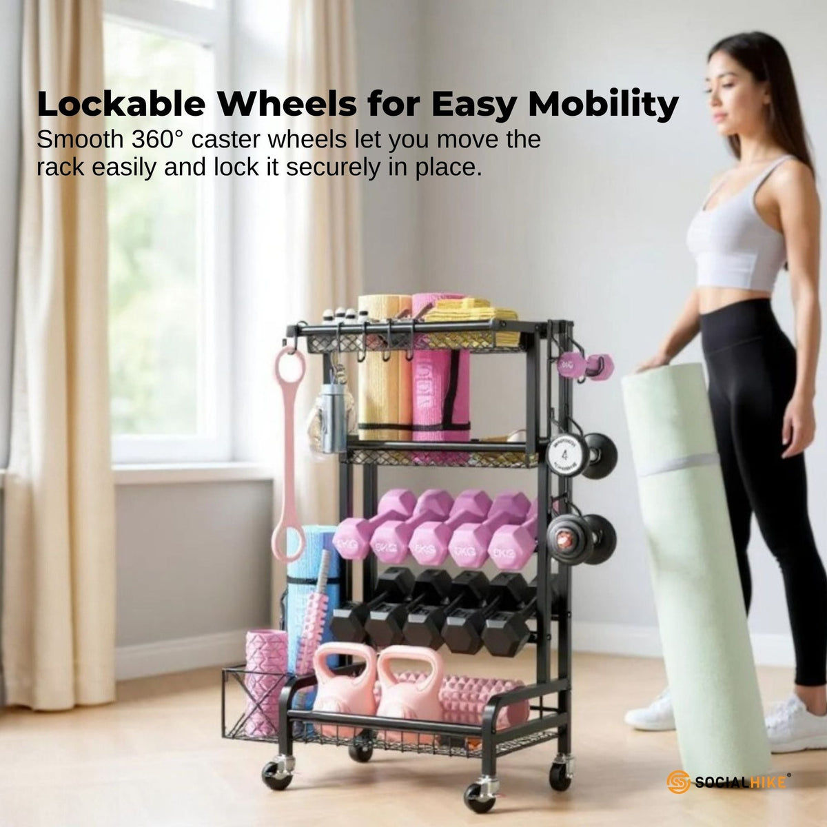Social Hike Gym Equipment Storage Rack on Wheels - Dumbbells Weights Organiser V238-SUPDZ-41220374265936