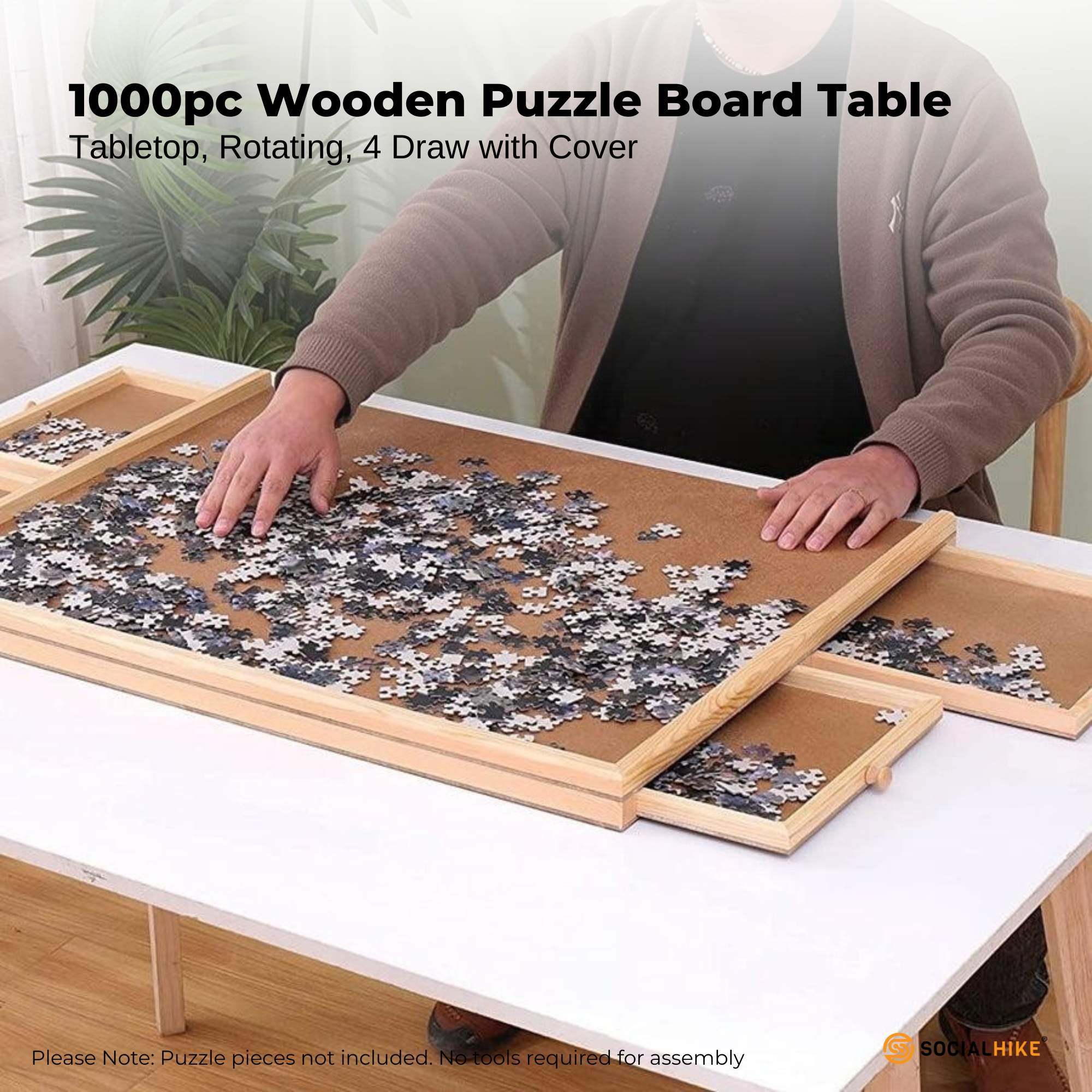 Social Hike Puzzle Board 1000 pcs - Rotating Tabletop with 4 Drawers and Cover V238-SUPDZ-41227680448592