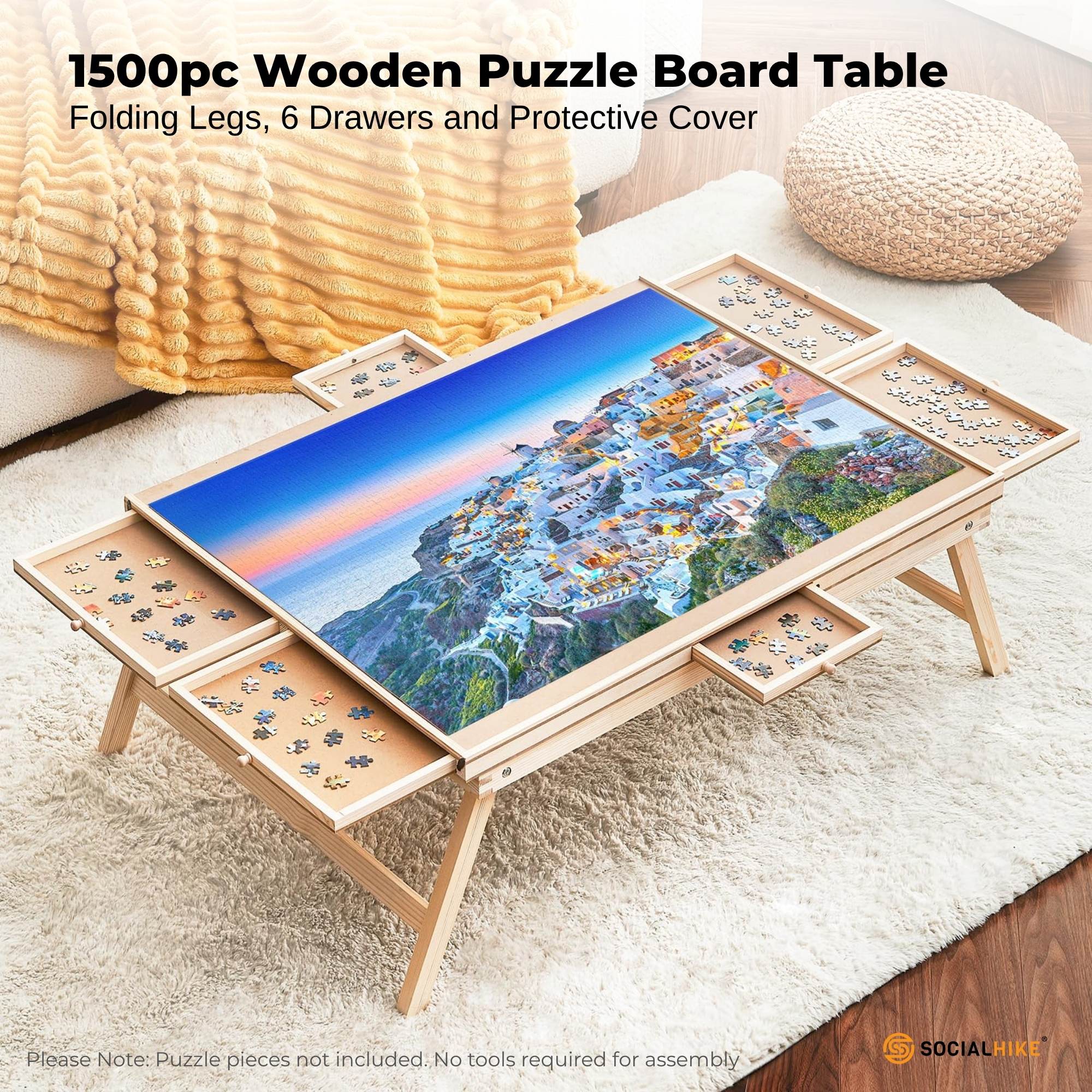 Social Hike Puzzle Board Table 1500 pcs - Folding Legs 6 Drawer with Cover V238-SUPDZ-41228458197072