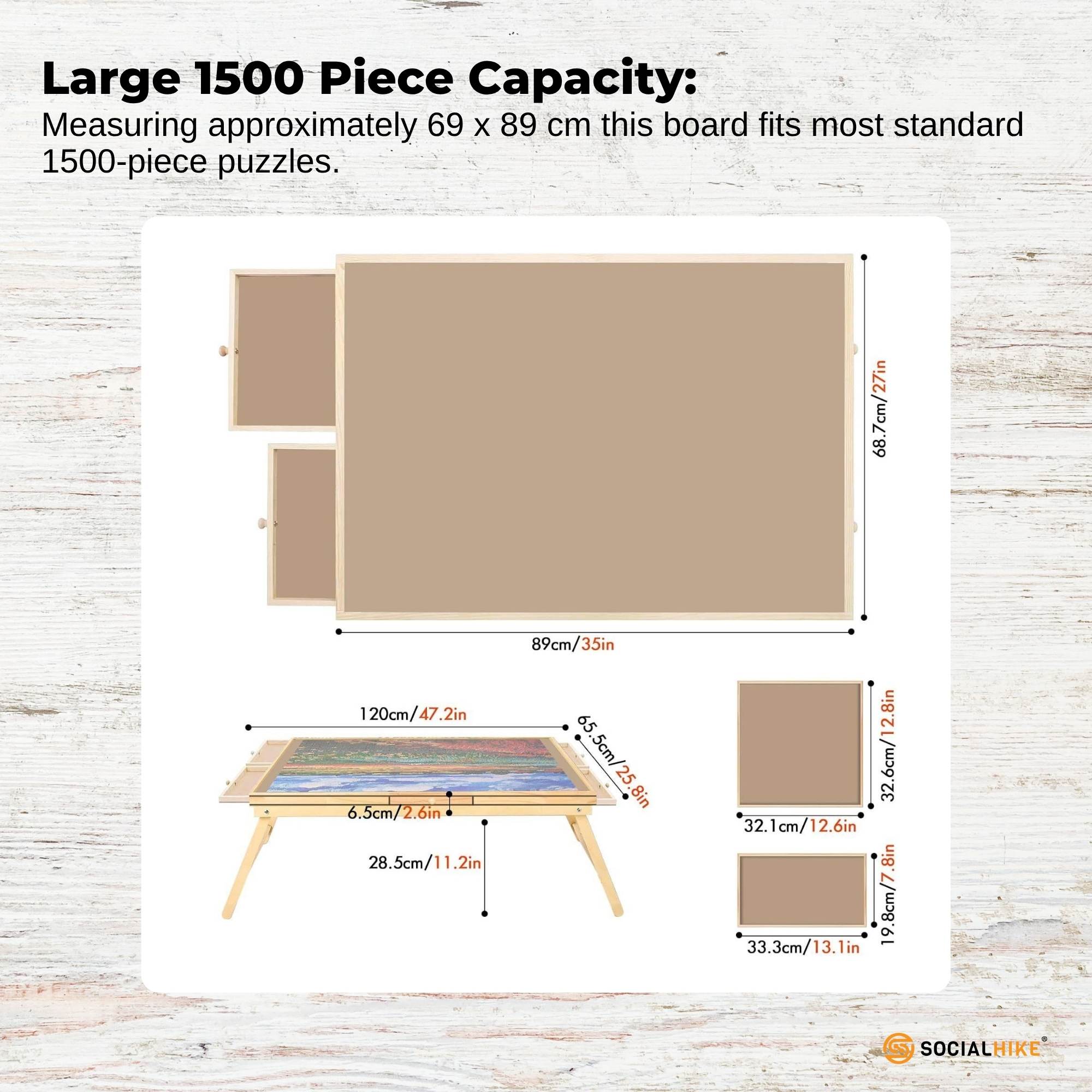 Social Hike Puzzle Board Table 1500 pcs - Folding Legs 6 Drawer with Cover V238-SUPDZ-41228458197072