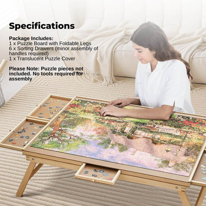 Social Hike Puzzle Board Table 1500 pcs - Folding Legs 6 Drawer with Cover V238-SUPDZ-41228458197072