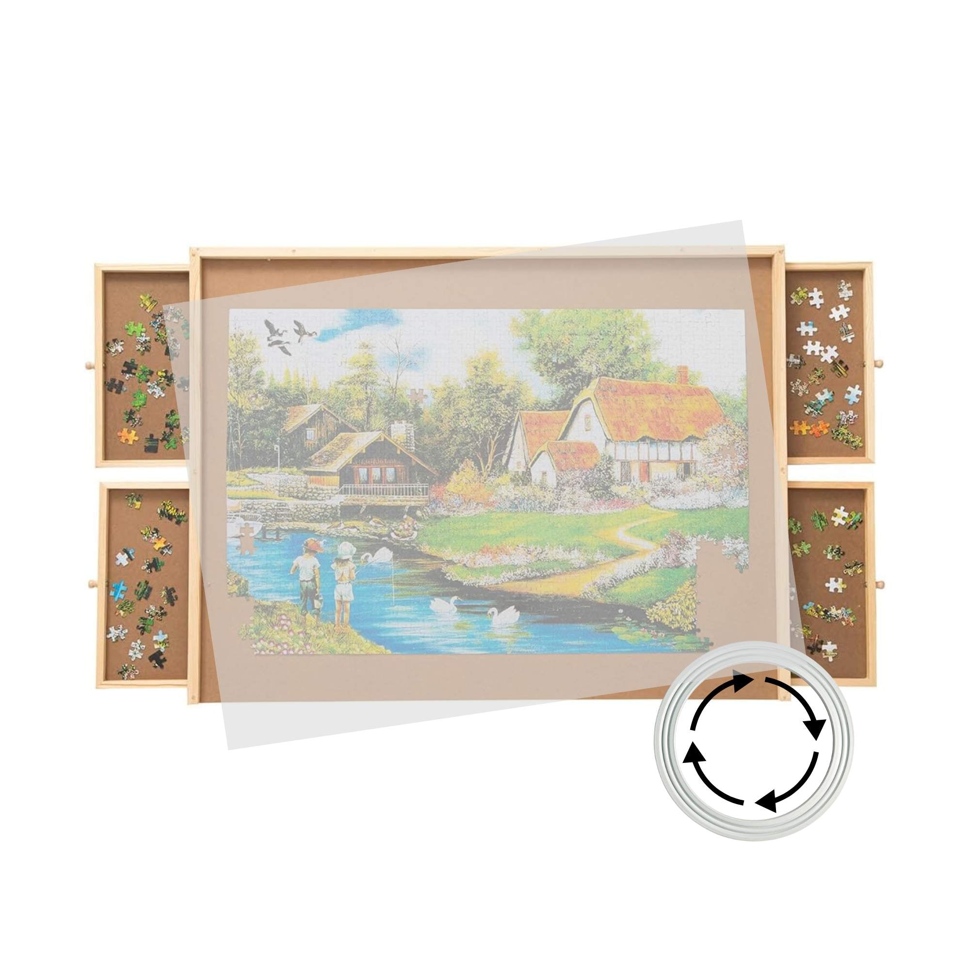 Social Hike Puzzle Board 1500 pcs - Rotating Tabletop with 4 Drawers and Cover V238-SUPDZ-41228495224912
