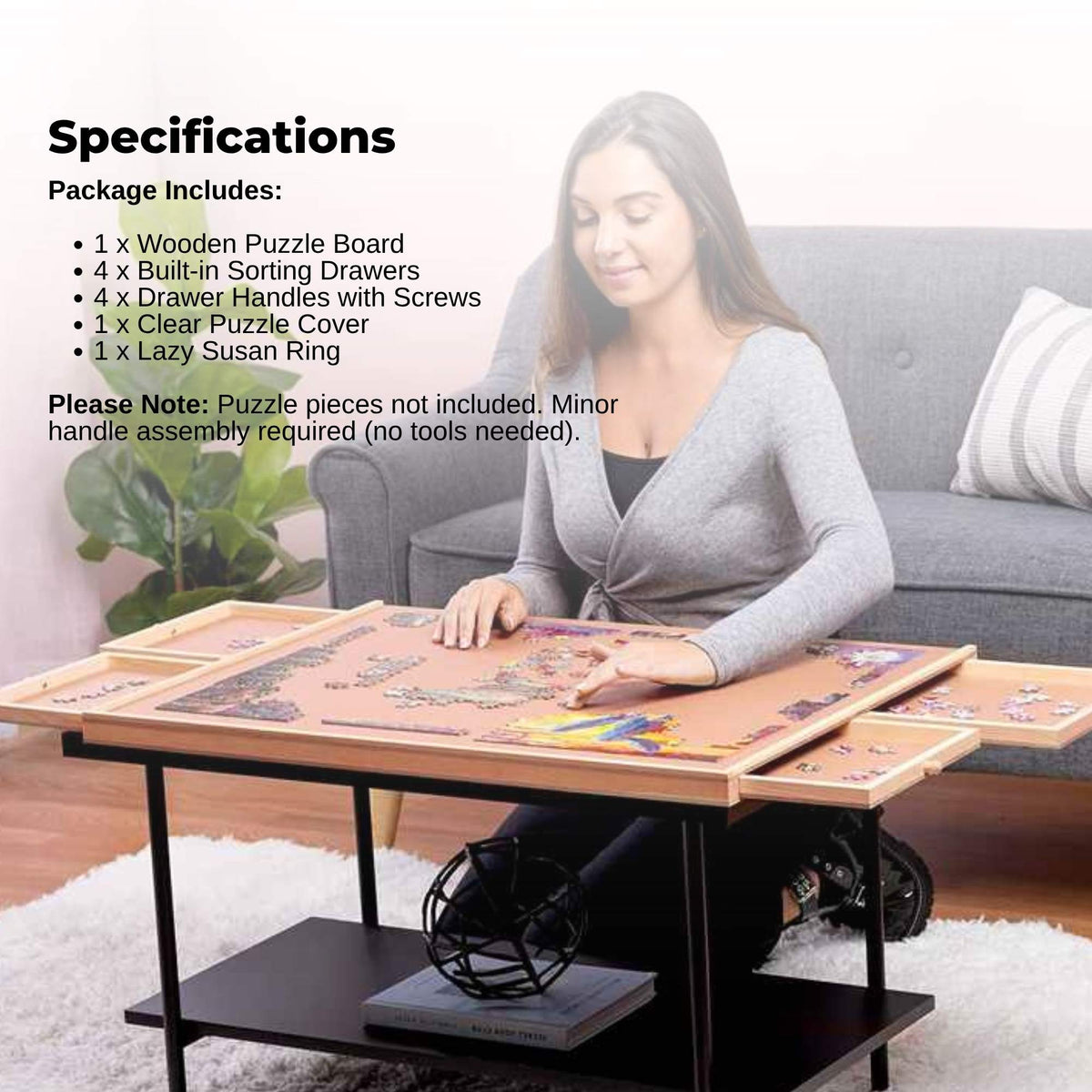 Social Hike Puzzle Board 1500 pcs - Rotating Tabletop with 4 Drawers and Cover V238-SUPDZ-41228495224912