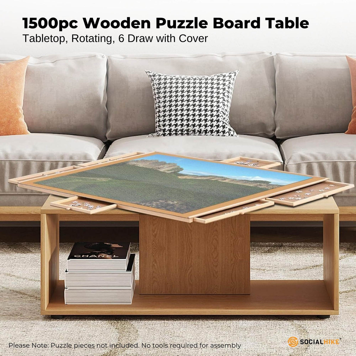 Social Hike Puzzle Board 1500 pcs - Rotating Tabletop with 6 Drawers and Cover V238-SUPDZ-41228508430416