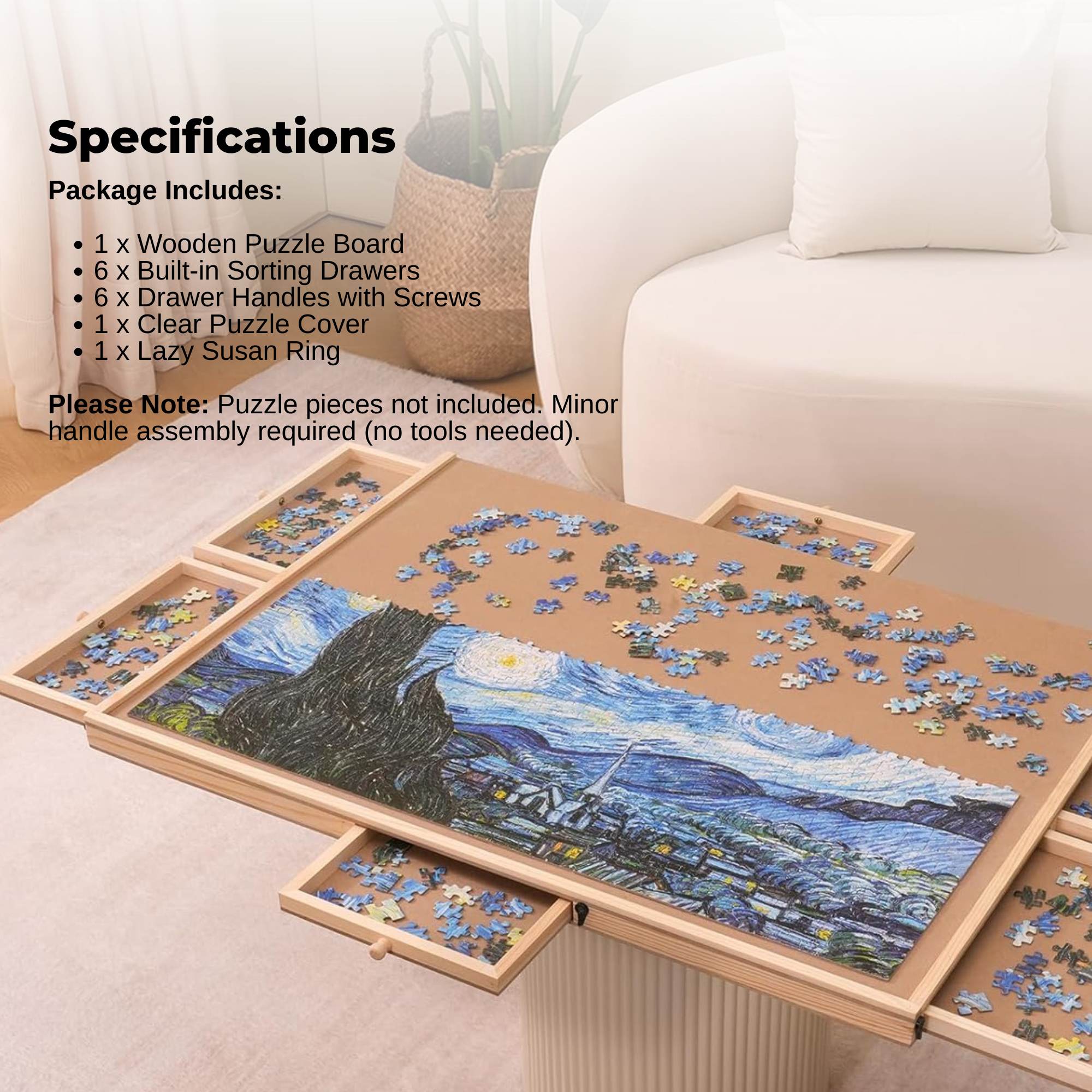Social Hike Puzzle Board 1500 pcs - Rotating Tabletop with 6 Drawers and Cover V238-SUPDZ-41228508430416