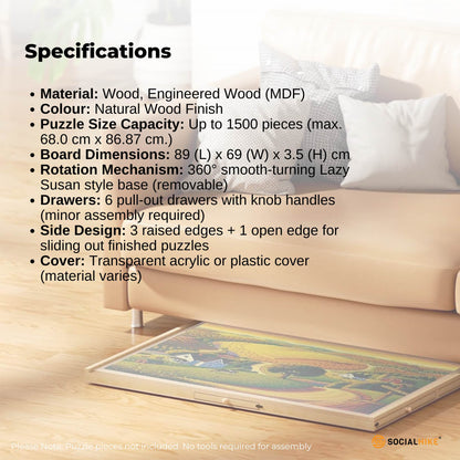Social Hike Puzzle Board 1500 pcs - Rotating Tabletop with 6 Drawers and Cover V238-SUPDZ-41228508430416