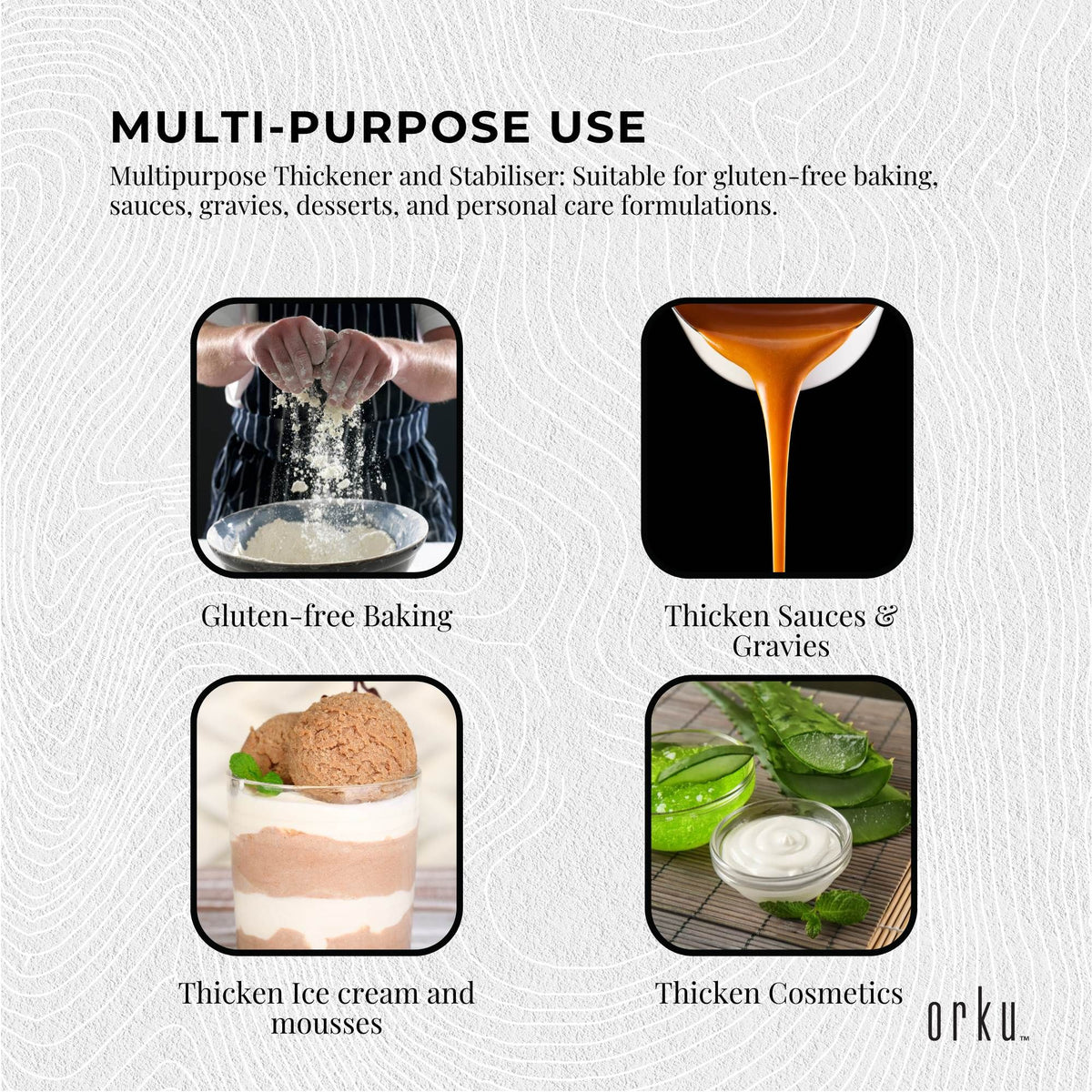 Orku 1Kg Xanthan Gum Thickener Pure Fine Powder 200 Mesh FCC E415 Food Additive V238-SUPDZ-41235055575120