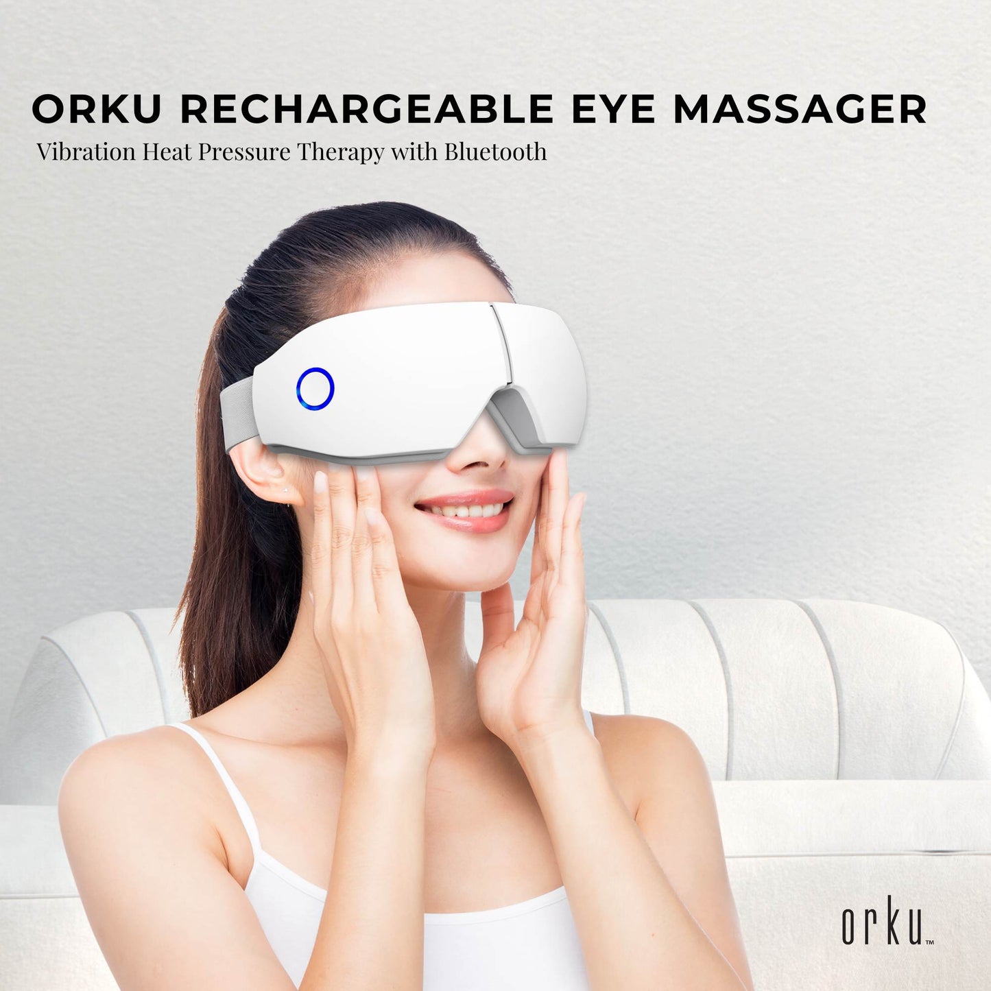 Orku Rechargeable Eye Massager - Vibration Heat Pressure Therapy with Bluetooth V238-SUPDZ-41241151275088