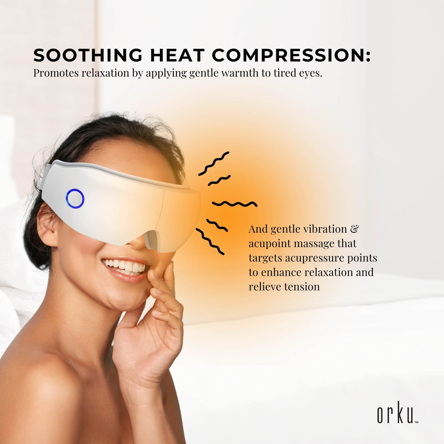 Orku Rechargeable Eye Massager - Vibration Heat Pressure Therapy with Bluetooth V238-SUPDZ-41241151275088