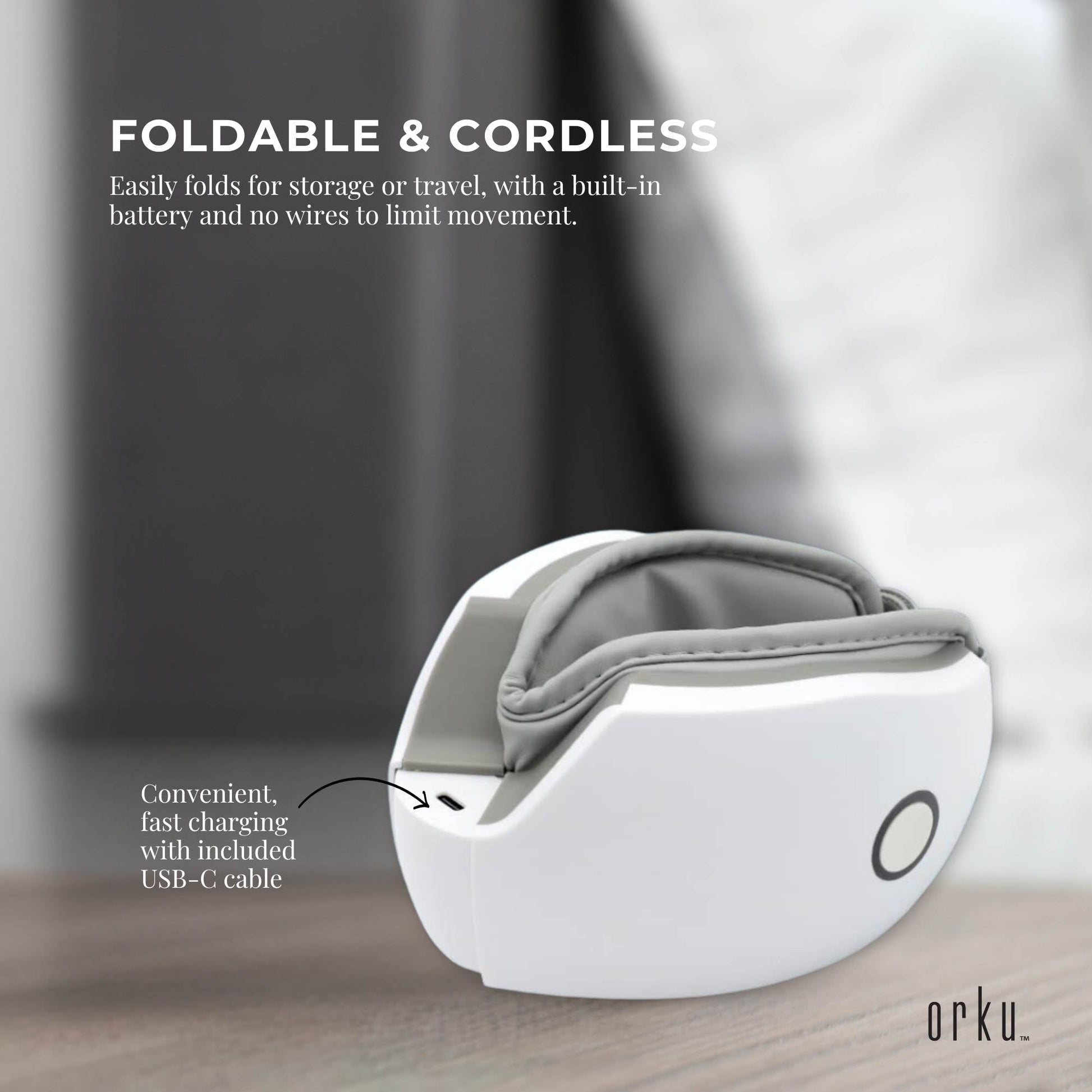 Orku Rechargeable Eye Massager - Vibration Heat Pressure Therapy with Bluetooth V238-SUPDZ-41241151275088