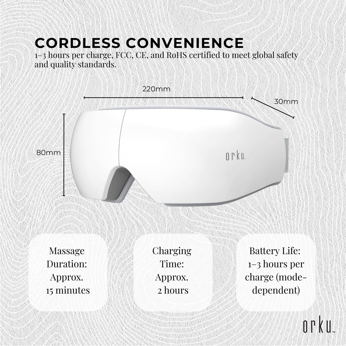 Orku Rechargeable Eye Massager - Vibration Heat Pressure Therapy with Bluetooth V238-SUPDZ-41241151275088