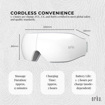 Orku Rechargeable Eye Massager - Vibration Heat Pressure Therapy with Bluetooth V238-SUPDZ-41241151275088