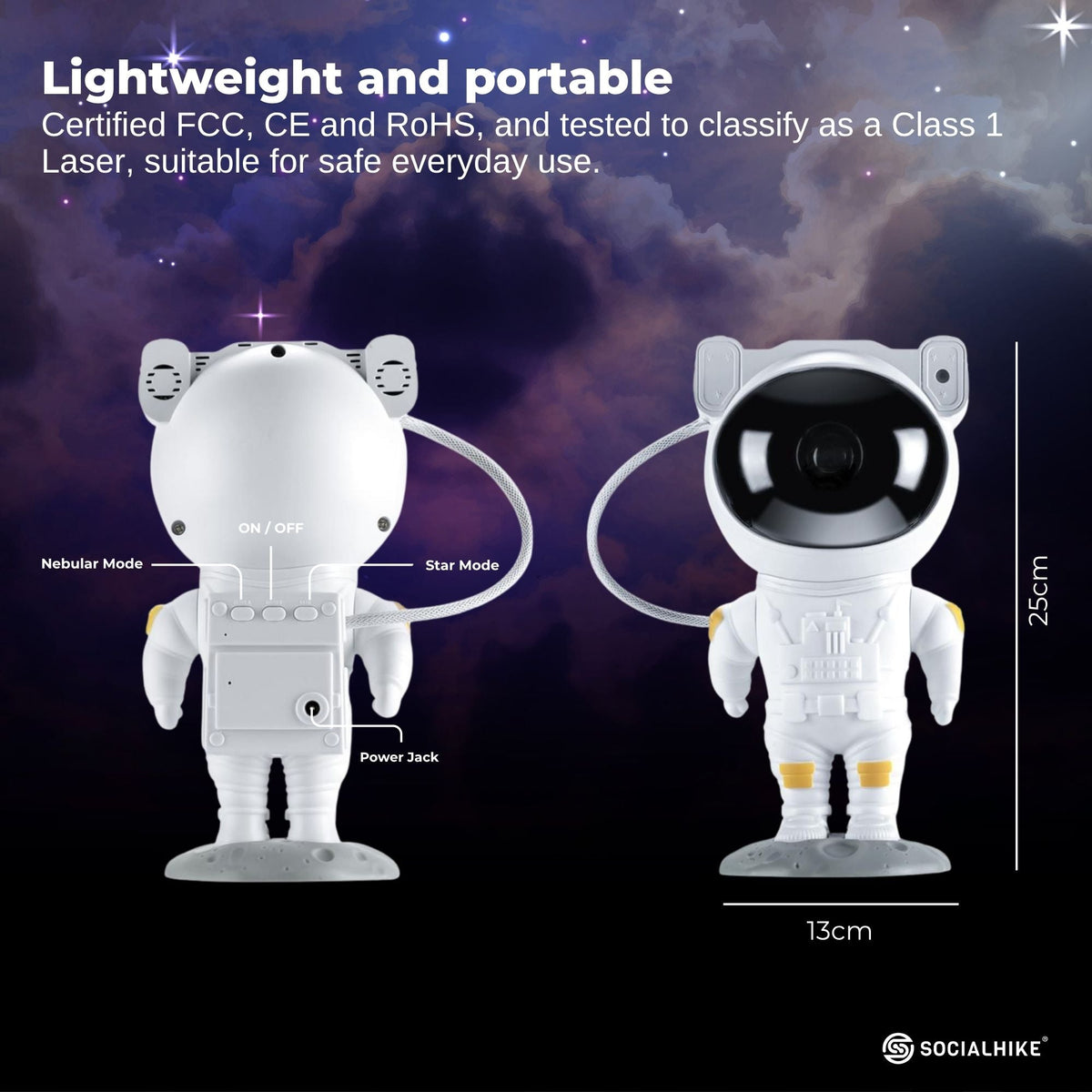 Social Hike Galaxy Star Projector - Colour LED Astronaut Night Light and Remote V238-SUPDZ-41241317081168