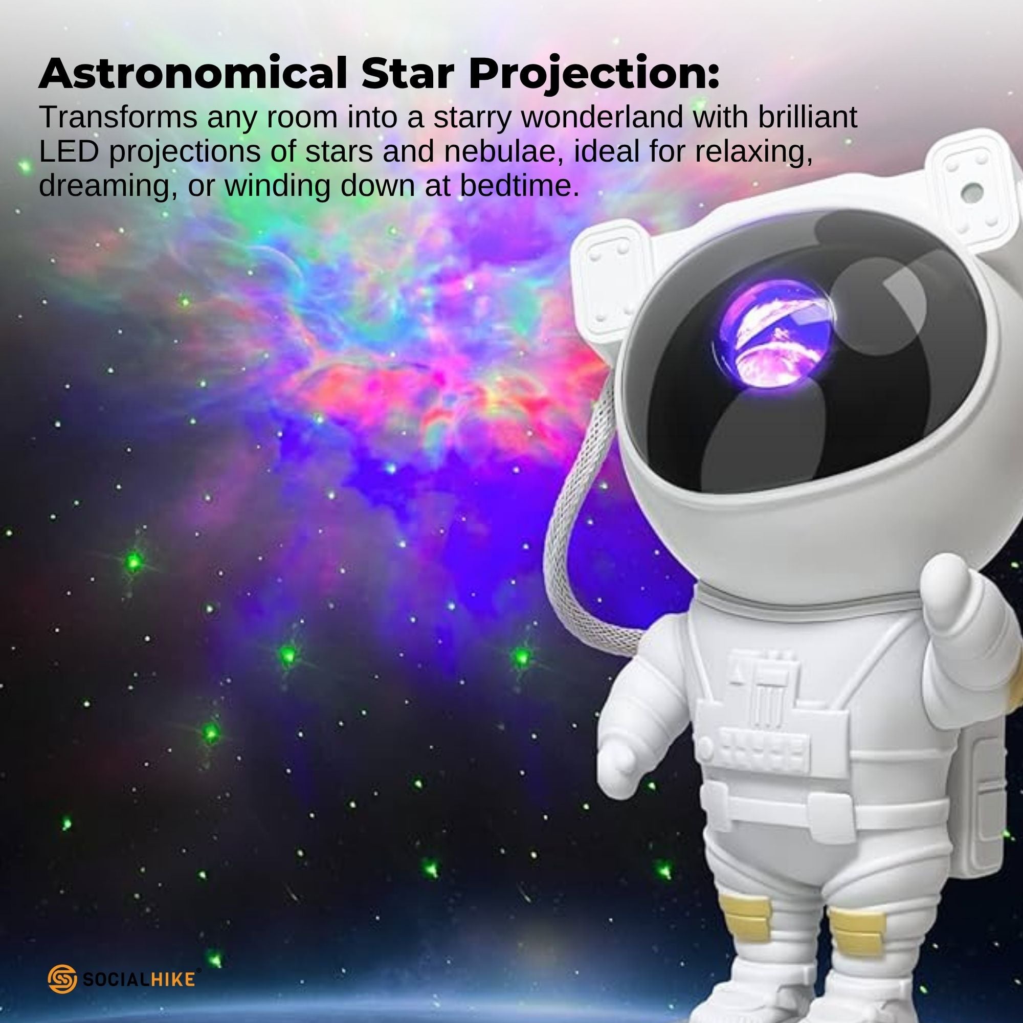 Social Hike Galaxy Star Projector - Colour LED Astronaut Night Light and Remote V238-SUPDZ-41241317081168