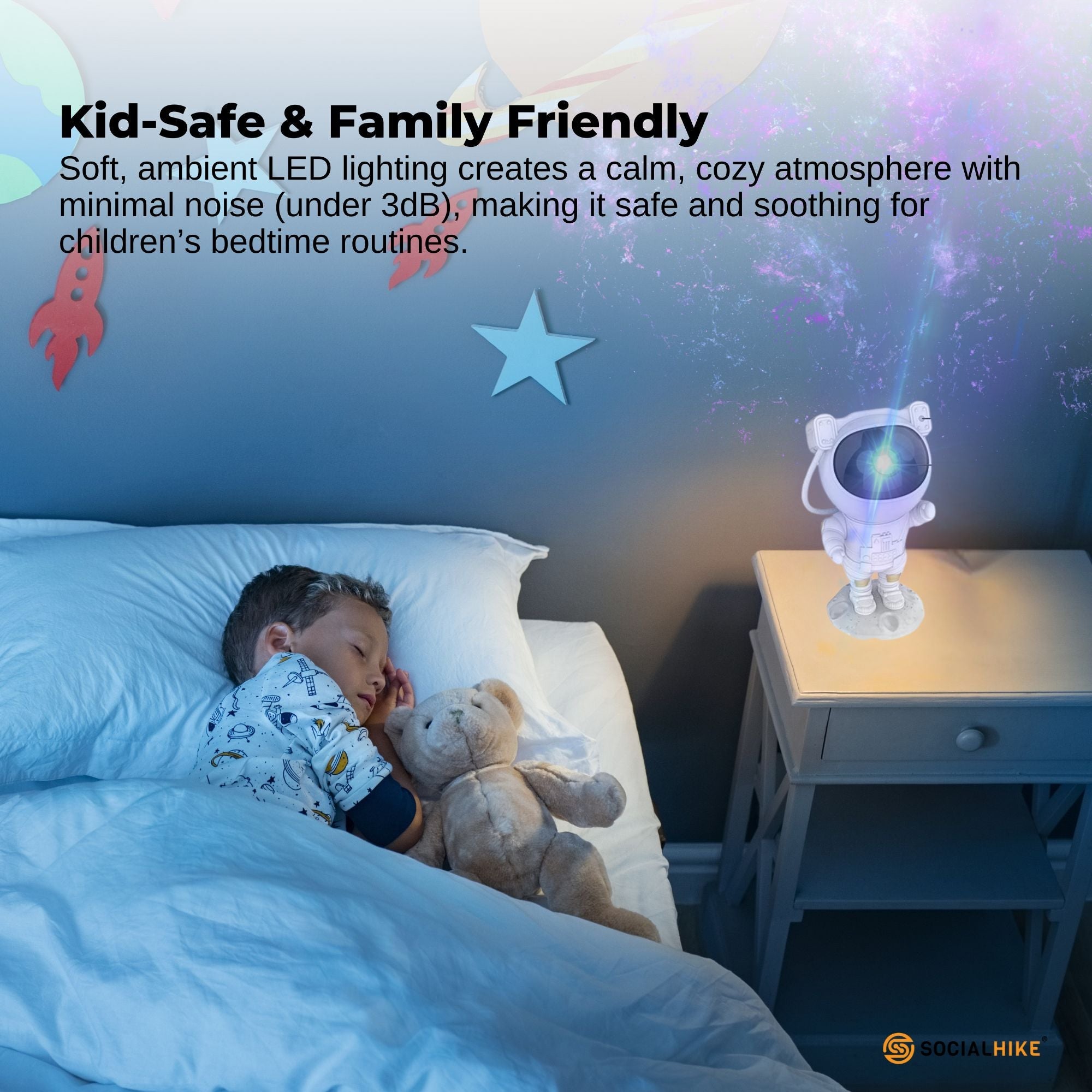 Social Hike Galaxy Star Projector - Colour LED Astronaut Night Light and Remote V238-SUPDZ-41241317081168